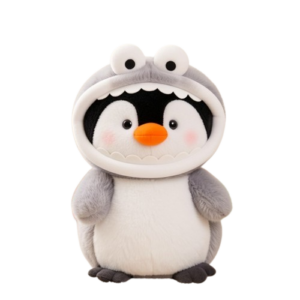 PELUCHE PINGÜINO DISFRAZ RANA GRIS 35 CM